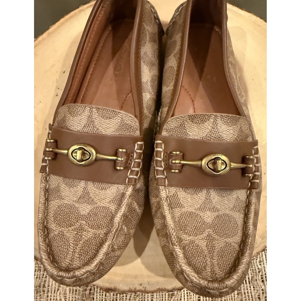 Coach Crosby Turnlock Driver Loafer Moccasin Signature Coated Canvas Women's 7.5 - Picture 7 of 16